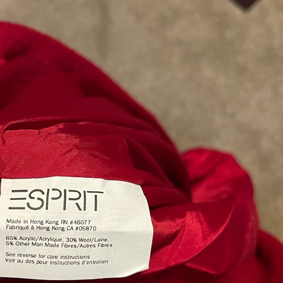 Vintage By Esprit Red Wool Blend Winter Jacket Size: M - Picture 8 of 11